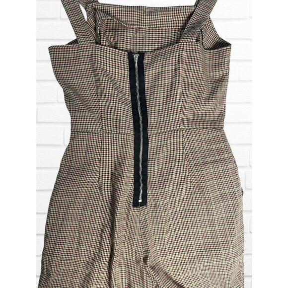Gypsies & Moondust Women's S Overall Jumpsuit Checkered Plaid Square Neck - Picture 5 of 10